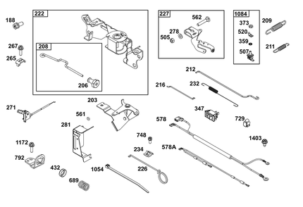Controls Group Diagram and Parts List for 305442-0613-F1 200000 - 399999 Briggs and Stratton Engine
